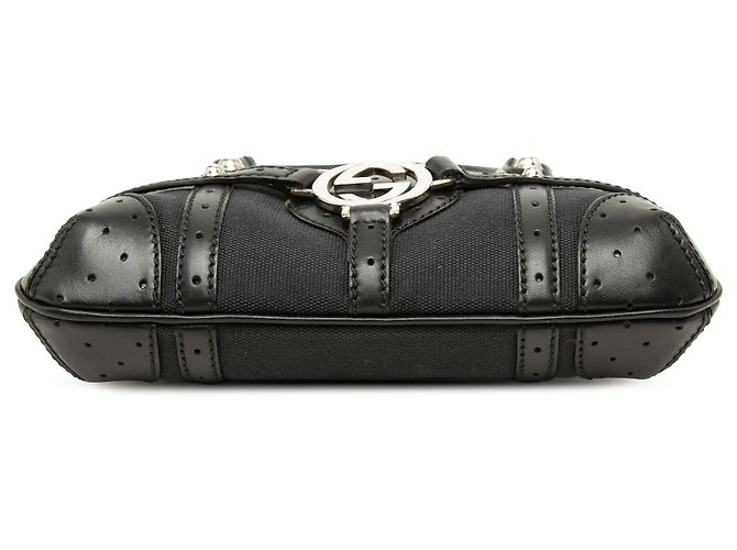 Borsa Gucci Reins in tela nera Nero - vista 3
