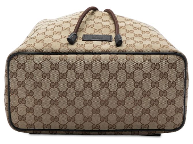 Gucci Beige GG Canvas Drawstring Backpack - view 3