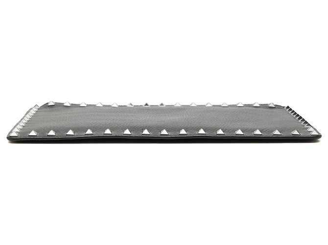 Clutch Rockstud Valentino in pelle di vitello grana grossa nera Nero - vista 3