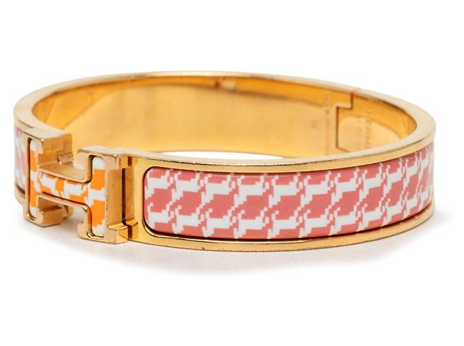 Hermès Bracciale Hermes Click H PM Cheval Pixel Charm Rosa D'oro Arancione - vista 2