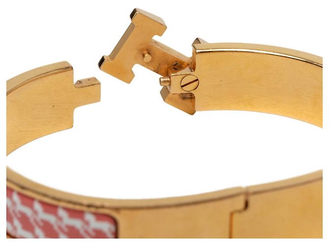 Hermès Bracciale Hermes Click H PM Cheval Pixel Charm Rosa D'oro Arancione - vista 4