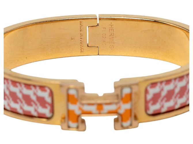 Hermès Bracciale Hermes Click H PM Cheval Pixel Charm Rosa D'oro Arancione - vista 5