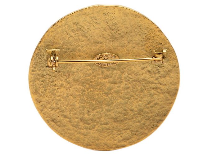 Chanel Coco Mark Runde Vintage-Brosche 94A Golden - Ansicht 2