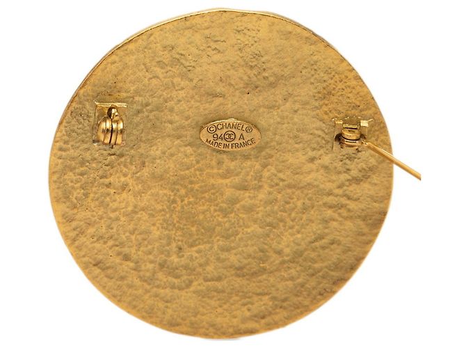 Chanel Coco Mark Runde Vintage-Brosche 94A Golden - Ansicht 3
