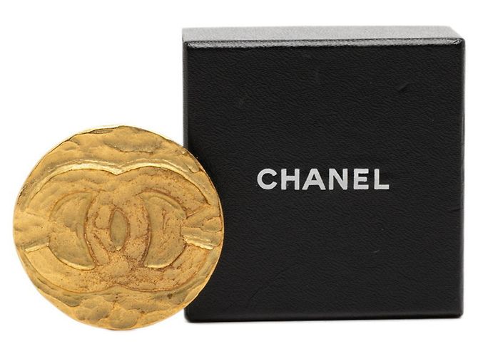 Chanel Coco Mark Runde Vintage-Brosche 94A Golden - Ansicht 4