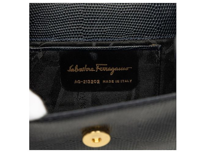 Borsa a tracolla mini con catena Salvatore Ferragamo Vara Ribbon Blu navy - vista 5