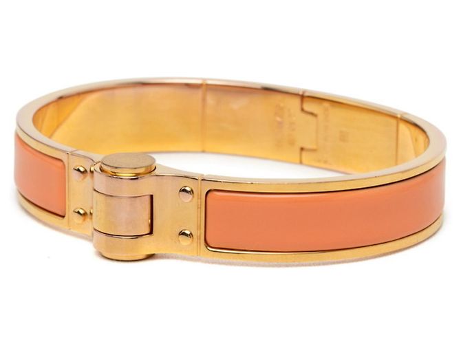 Bracciale Hermès Chanier M in oro e arancione D'oro - vista 2