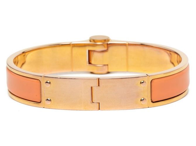 Bracciale Hermès Chanier M in oro e arancione D'oro - vista 3