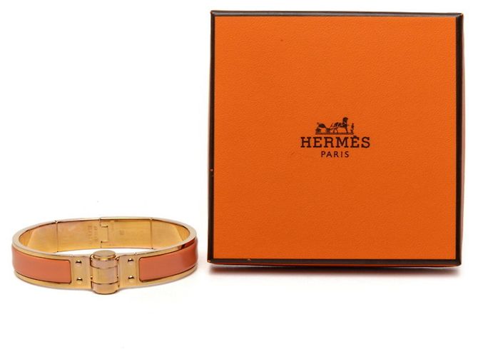 Bracciale Hermès Chanier M in oro e arancione D'oro - vista 7