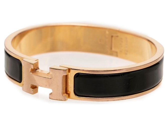 Hermès Hermes Click H Armband mit Anhänger Schwarz Golden - Ansicht 2