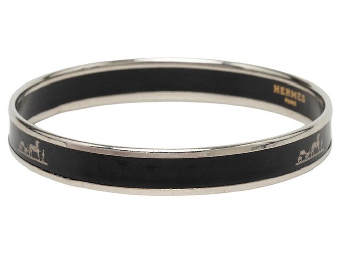 Brazalete Hermès Email PM Caleche Negro Plata - vista 2