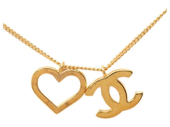 Collar de cadena Chanel Coco Mark Open Heart Dorado - vista 2