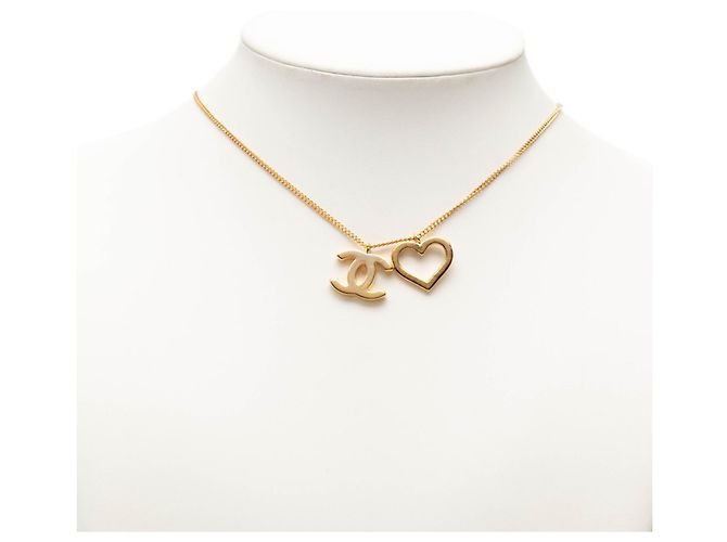 Collar de cadena Chanel Coco Mark Open Heart Dorado - vista 6