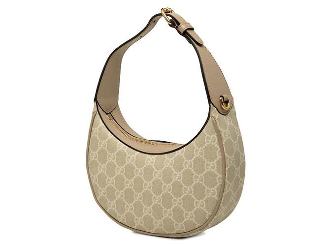 Mini mala Gucci GG Supreme em forma de meia lua Bege - vista 2