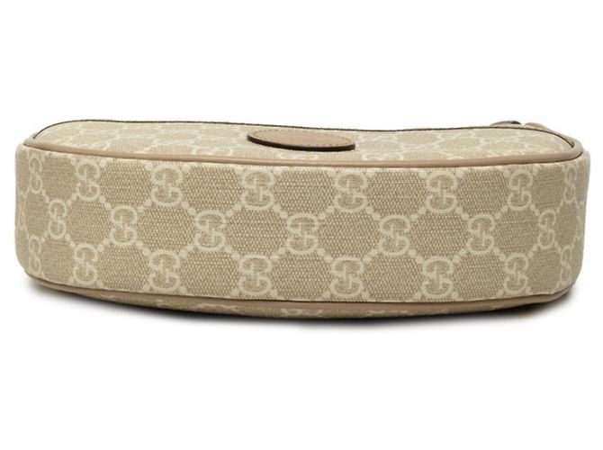 Mini mala Gucci GG Supreme em forma de meia lua Bege - vista 3