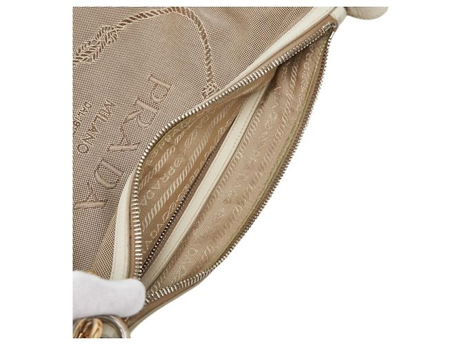 Sac bandoulière Prada Logo Blanc Beige - vue 8