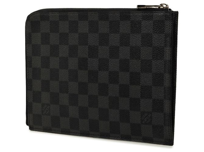 Louis Vuitton Damier Graphite Pochette Jour PM Clutch Bag Marrone - vista 2