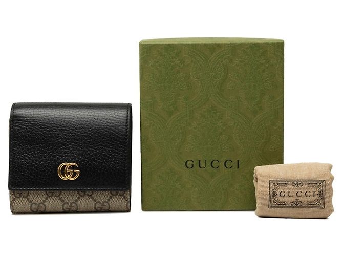 Gucci GG Supreme Double G Medium Wallet Black Beige - view 7
