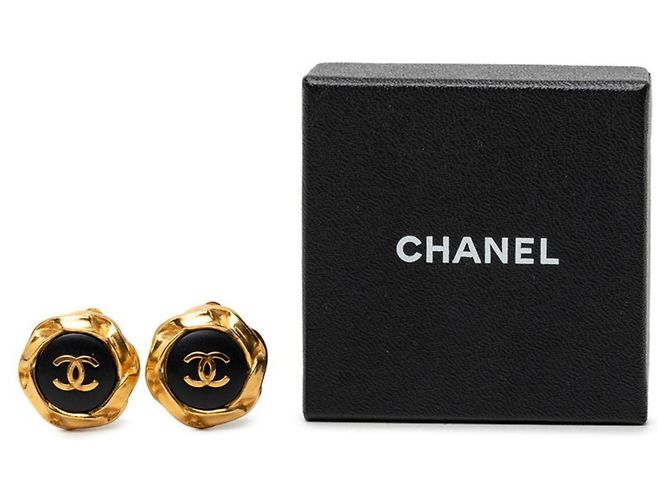 Chanel Coco Mark Vintage Clip-Ohrringe Schwarz Golden - Ansicht 4
