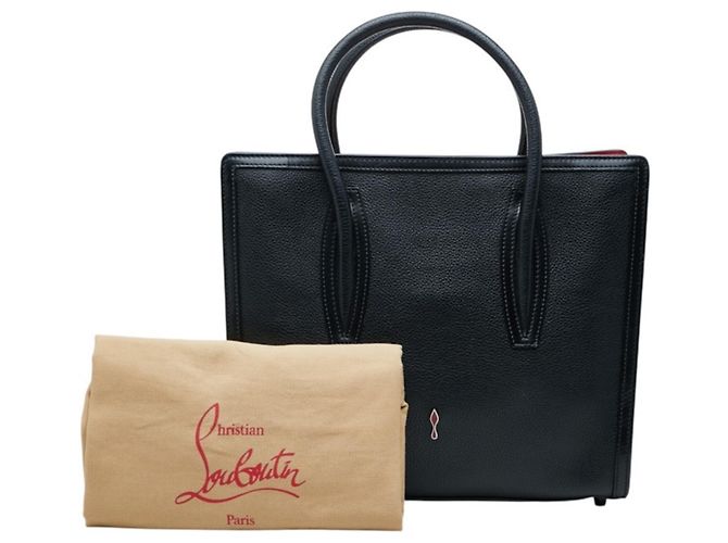 Borsa a mano Christian Louboutin Paloma Medium Tote Bag Nero Rosso - vista 9