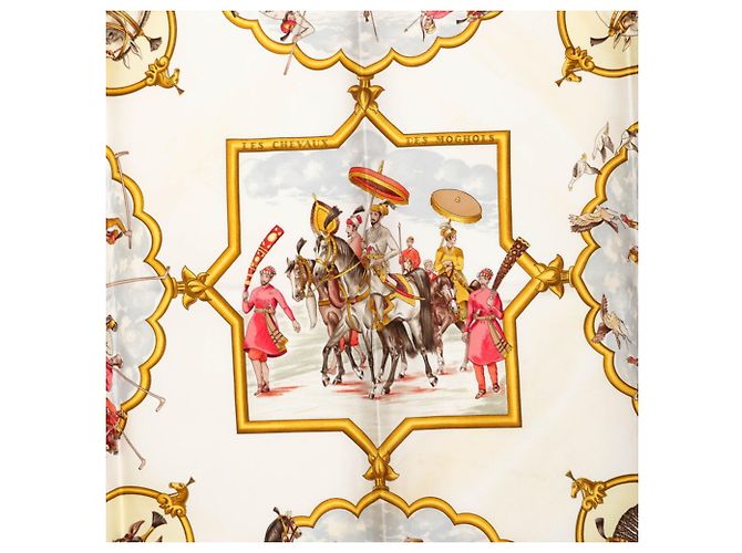 Hermès Foulard Hermes Carre 90 LES CHEVAUX DES MOGHOLS Marrone Multicolore - vista 2