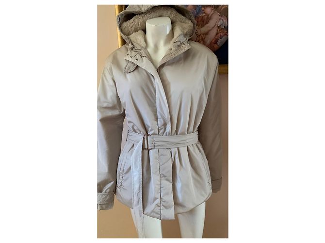 Autre Marque 'S Max Mara The Cube Beige Nylonjacke mit Gürtel - Ansicht 12