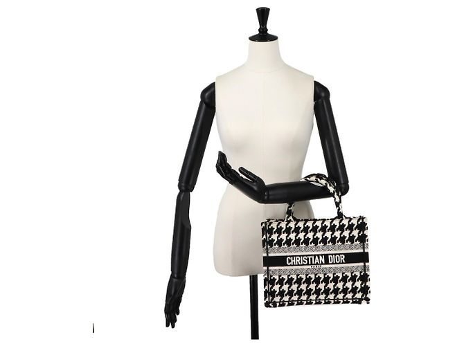 Borsa a mano Christian Dior Book Tote Small Nero Bianco - vista 9