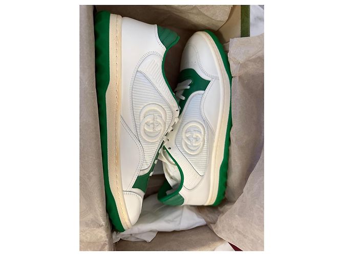 Gucci Sneakers Basse MAC 80 Pelle Bianca e Verde Bianco - vista 10
