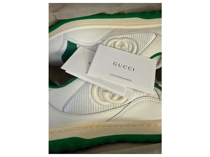 Gucci Sneakers Basse MAC 80 Pelle Bianca e Verde Bianco - vista 11