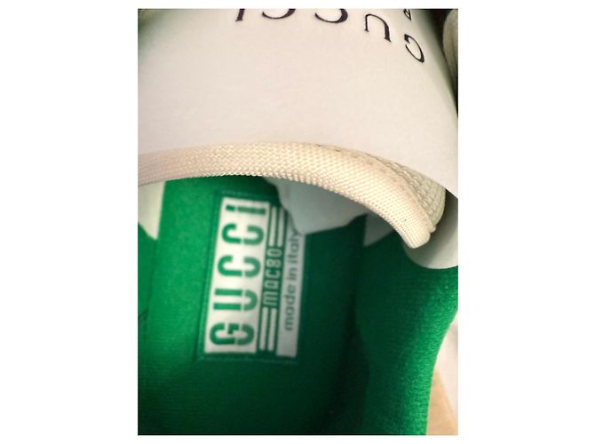 Gucci Sneakers Basse MAC 80 Pelle Bianca e Verde Bianco - vista 4