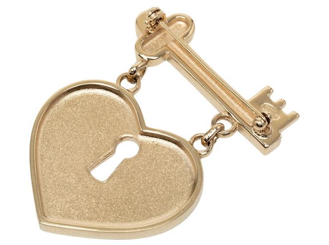 Chanel Coco Mark Brosche mit Vorhängeschloss- und Schlüsselmotiv Pink Golden - Ansicht 2