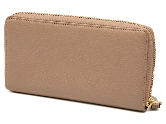 Portefeuille long Gucci GG Marmont en cuir beige - vue 2