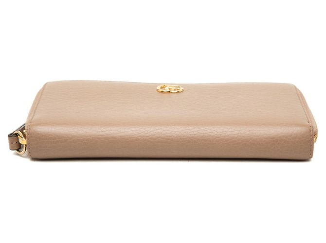 Portefeuille long Gucci GG Marmont en cuir beige - vue 3