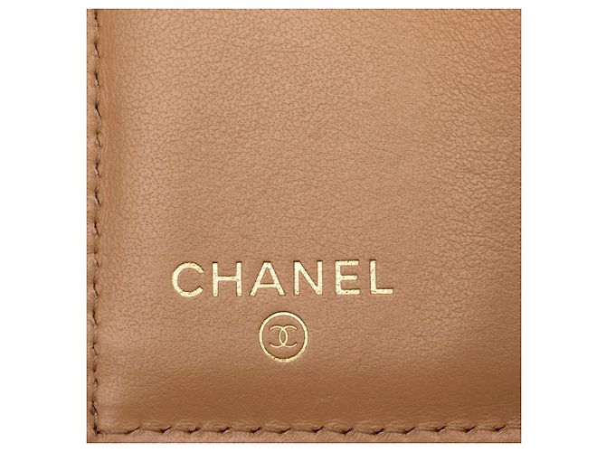Carteira Compacta Chanel Coco Mark Marrom Bege - vista 6