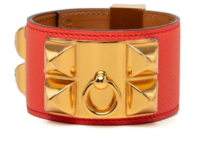 Hermès Bracciale con charm Hermes Collier de Chien Disco Faubourg Rosso Arancione - vista 3