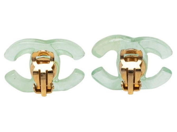Pendientes de clip Chanel Coco Mark Dorado Verde - vista 2