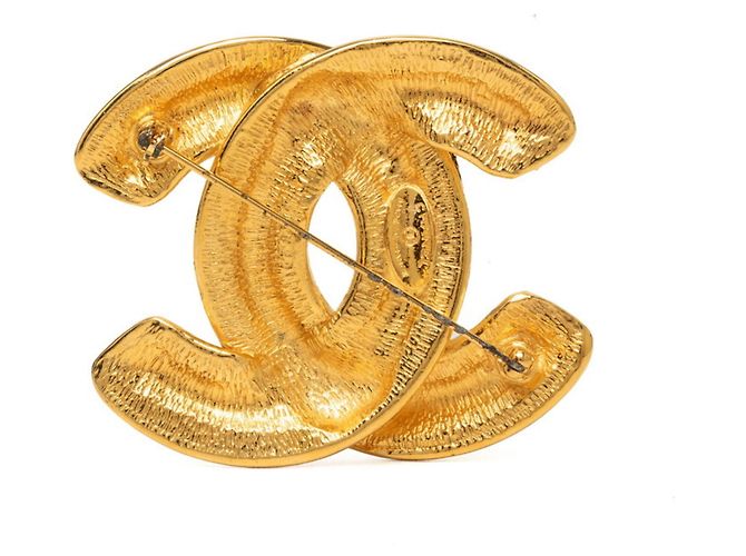 Spilla Chanel Vintage Matelassé Coco Mark D'oro - vista 2