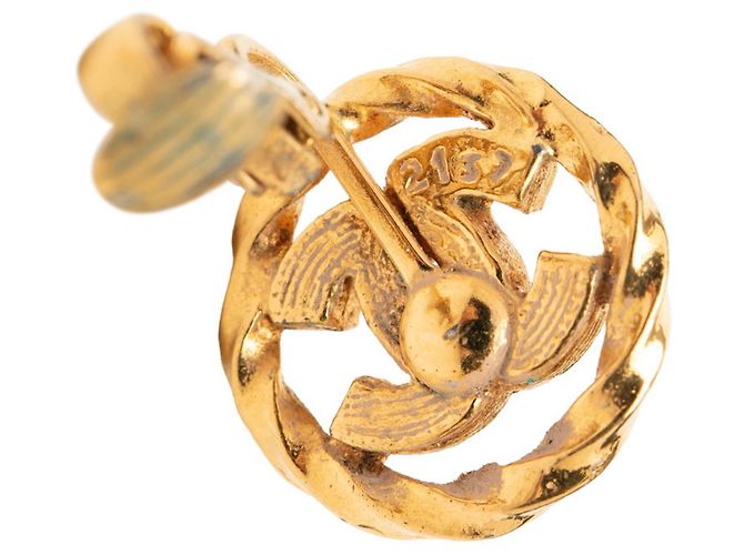Chanel Coco Mark Round Twist Design Ohrringe Golden - Ansicht 3