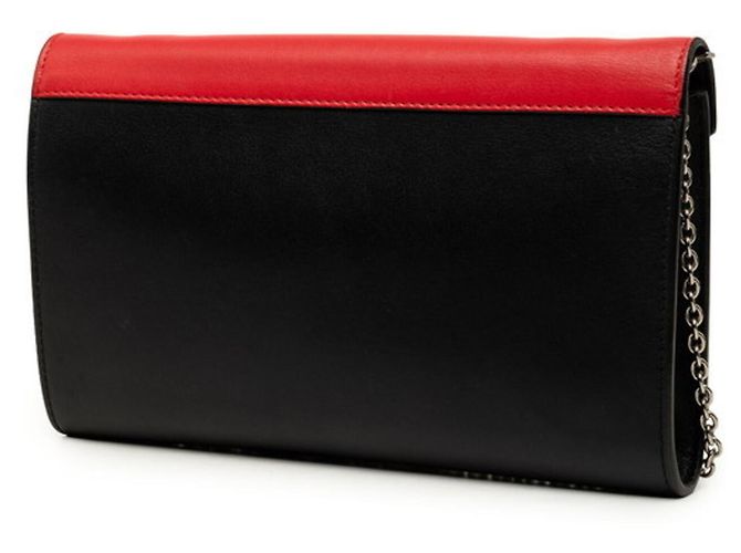 Céline Celine Pocket Large Schultertasche mit Kette und Klappe Schwarz Weiß Rot - Ansicht 2