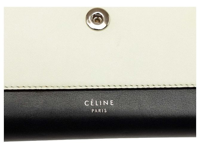 Céline Celine Pocket Large Schultertasche mit Kette und Klappe Schwarz Weiß Rot - Ansicht 5