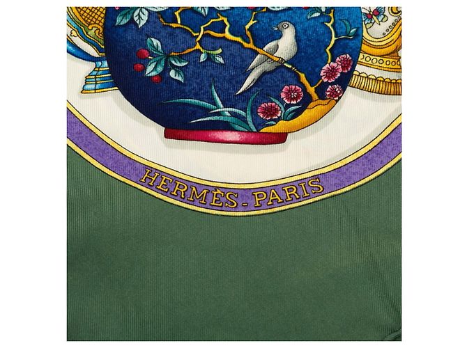 Hermès Carré Hermes 90 Multicolore Vert - vue 3