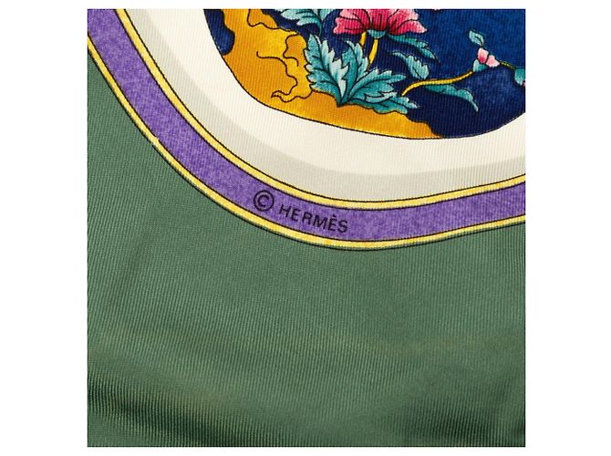 Hermès Carré Hermes 90 Multicolore Vert - vue 4