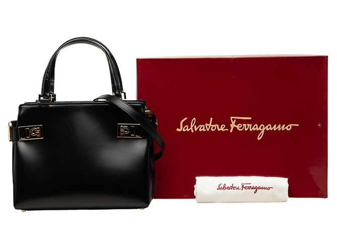 Borsa Salvatore Ferragamo in pelle nera Gancini - vista 7
