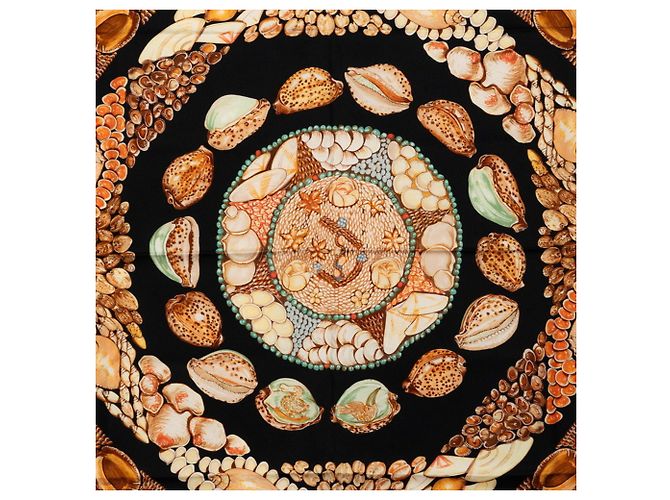 Hermès Lenço Hermes Carre 90 Rocaille Seashell Preto Multicor - vista 2