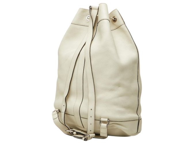 Gucci White Leather Bamboo Backpack - view 2
