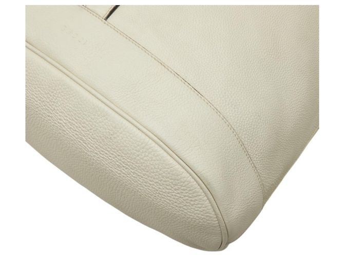 Gucci White Leather Bamboo Backpack - view 4