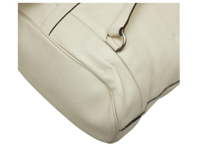 Gucci White Leather Bamboo Backpack - view 6