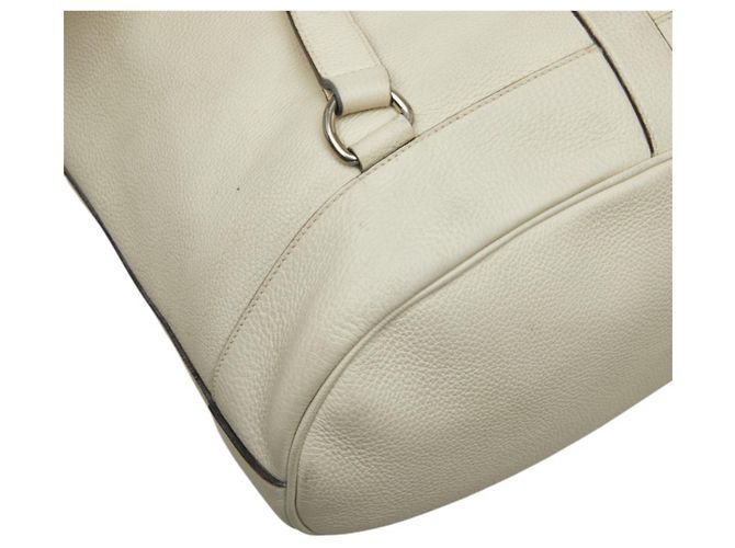 Gucci White Leather Bamboo Backpack - view 7