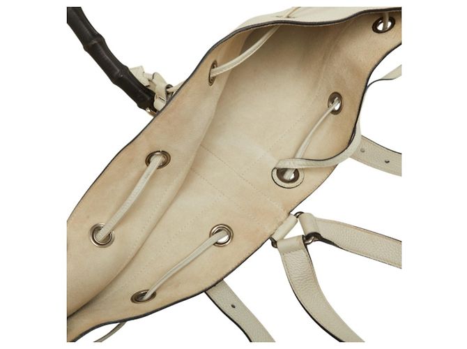 Gucci White Leather Bamboo Backpack - view 9