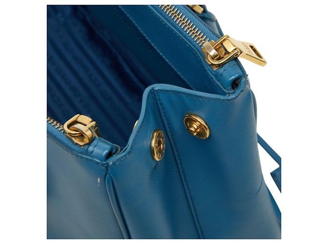 Borsa a mano/Borsa a tracolla Prada Galleria con placca logo triangolare Blu - vista 12